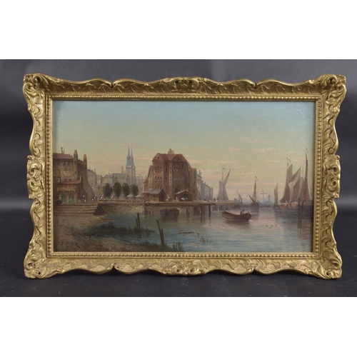 280 - KARL KAUFMANN (AUSTRIAN 1843-1901) SIGNED F.HERINK European cityscape, possibly Cologne from the riv... 