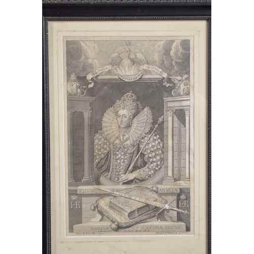 30 - G. VERTUE AFTER ISAAC OLIVER Portrait of Elizabeth I engraving, 11.5