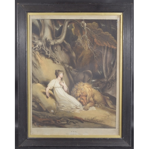 51 - RICHARD WESTALL Una and the lion from Spenser's Faerie Queen. Hand coloured aquatint, 24.5