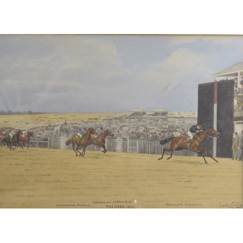 81 - ISAAC CULLIN (1881-1947) The finishing posts at The Oaks 1903, the Oaks 1913 and the St Leger 1914, ... 