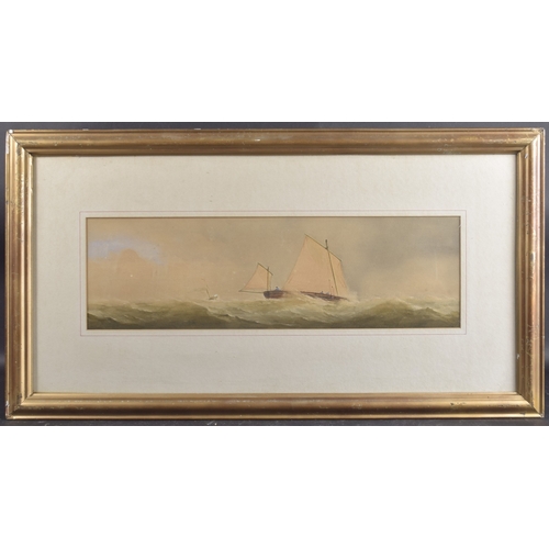 85 - CHARLES TAYLOR (FL.1836-1871) Sail and steam boats at sea, pair of watercolours, 7.25 x 24.5