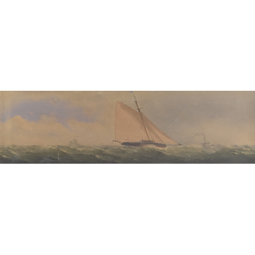 85 - CHARLES TAYLOR (FL.1836-1871) Sail and steam boats at sea, pair of watercolours, 7.25 x 24.5