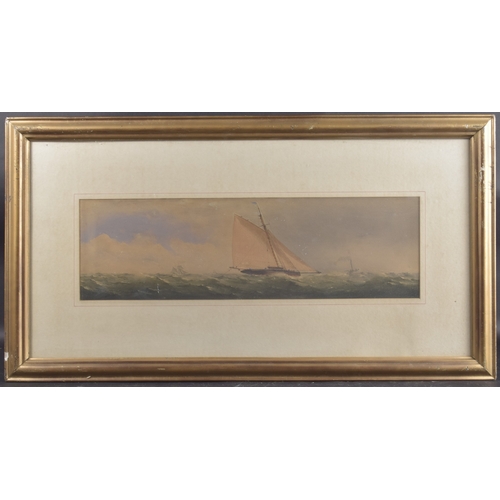 85 - CHARLES TAYLOR (FL.1836-1871) Sail and steam boats at sea, pair of watercolours, 7.25 x 24.5