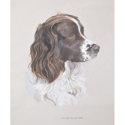 86 - MICHELLE BENNETT OATES (1928-2009) Portriat of a Spaniel and the head of another hound, gouache on g... 