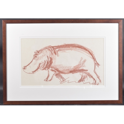 90 - ARTHUR AZEVEDO (ZIMBABWE b.1935) Hippopotamus, conte crayon on paper, 10.5