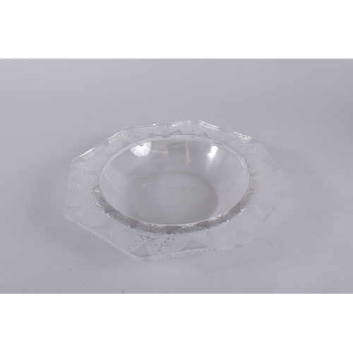 558 - A GOOD LALIQUE GLASS OCTAGONAL FLOWER BOWL. 10.5ins.