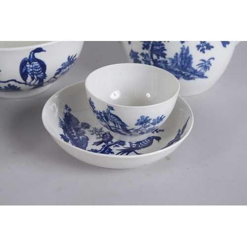 565 - A WORCESTER BLUE AND WHITE PART TEA SET 