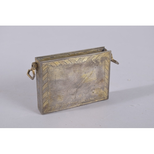 114 - A VERY FINE 19TH CENTURY OTTOMAN TURKISH NIELLO INLAID SILVER AMULET CASE, and another larger gilt m... 