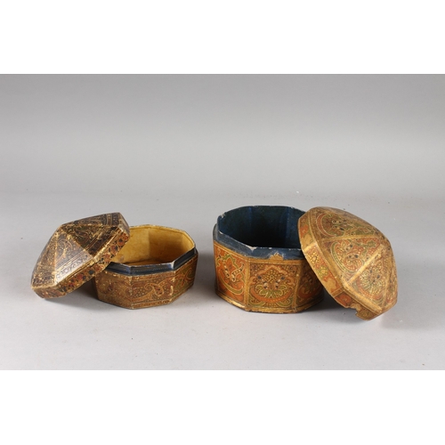 155 - TWO FINE 19TH CENTURY INDIAN KASHMIRI DOMED BOXES.