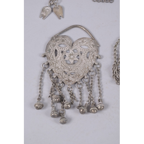 425 - A COLLECTION OF ETHNIC WHITE METAL JEWELLERY, (qty).