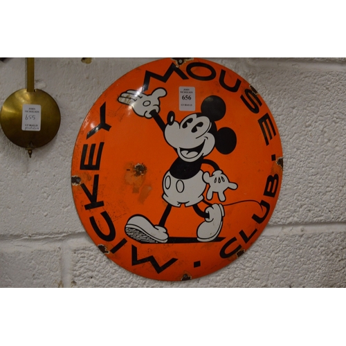 656 - A Mickey Mouse enamel sign.