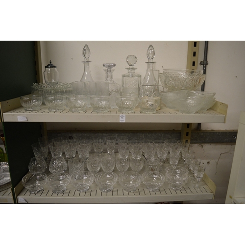 75 - Quantity of glassware to include drinking glasses, decanters, bowls etc.