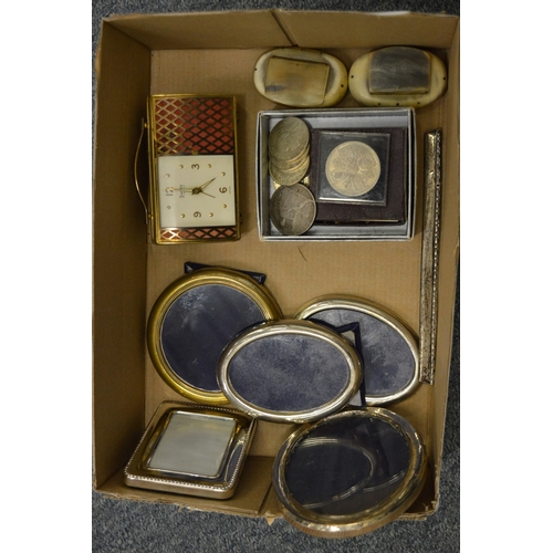 856 - Small photograph frames, coins etc.