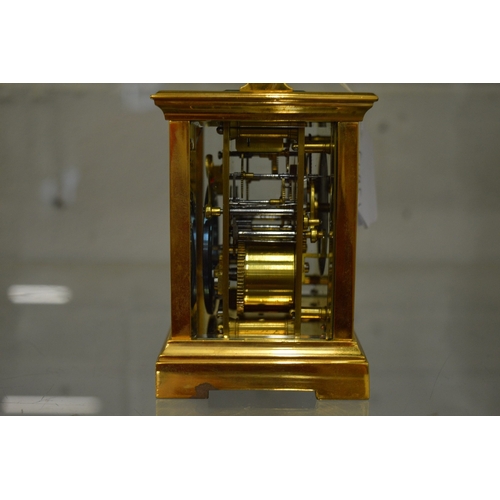 866 - A large brass carriage clock, the dial signed Penlington & Batty, Liverpool, the movement striking o... 