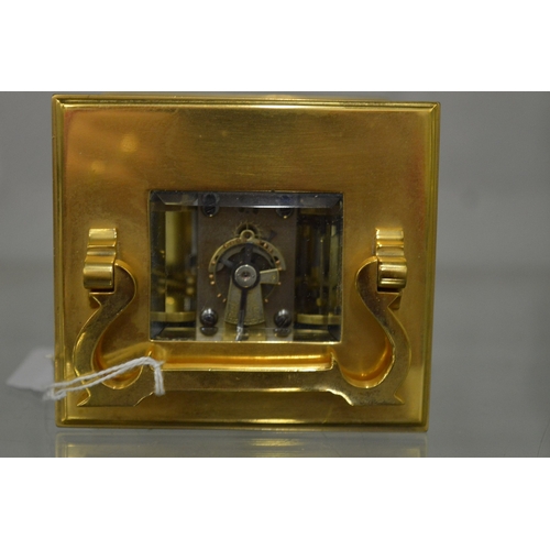 866 - A large brass carriage clock, the dial signed Penlington & Batty, Liverpool, the movement striking o... 