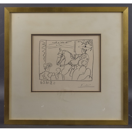 120 - Pablo Picasso (1881-1973) Le Picador, Lithograph, 1961, Stanley Moss New York Gallery label verso, s... 