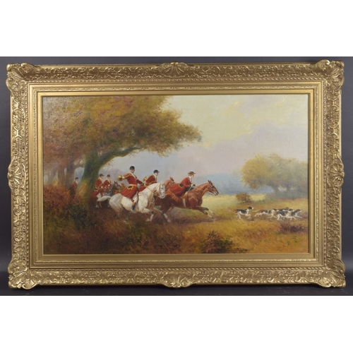 129 - EUGENE PECHAUBES (1890-1967) Hunt and hounds on the chase, oil on canvas, signed, 23