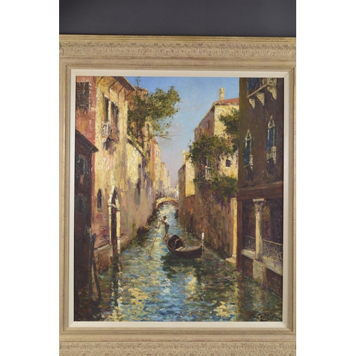 132 - CHARLES EUGENE COUSIN (19TH/20TH CENTURY) Venetian canal view, oil on canvas, signed, 27.5