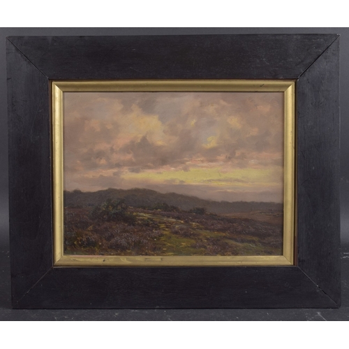 165 - FREDERICK GOLDEN-SHORT (1863-1936) Moorland landscape at dusk, oil on panel, signed and dated 1906, ... 