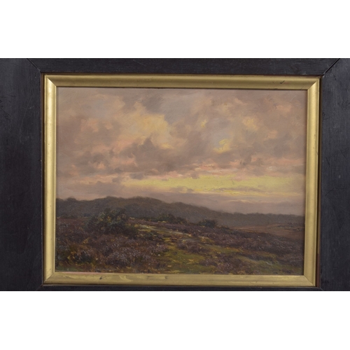 165 - FREDERICK GOLDEN-SHORT (1863-1936) Moorland landscape at dusk, oil on panel, signed and dated 1906, ... 