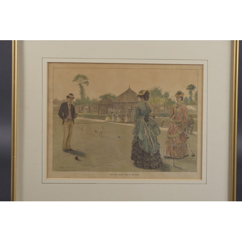 21 - ARTHUR HOPKINS (1848-1930) 'The Last Croquet Game of the Season' coloured print with annotation 9.5