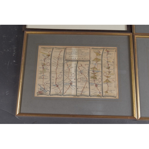 24 - FOUR 18TH CENTURY STRIP MAPS 'The Road from London to Chichester', 'The Road from London to Buckingh... 