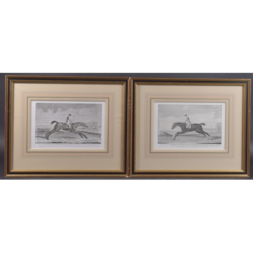 26 - AFTER H ROBERTS (18TH CENTURY) A pair of black and white engravings of racehorses, with annotations ... 