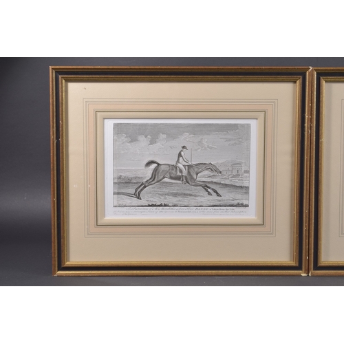 26 - AFTER H ROBERTS (18TH CENTURY) A pair of black and white engravings of racehorses, with annotations ... 