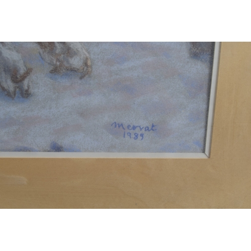 33 - MERVAT (20TH CENTURY) Women collecting water pastel, signed and dated 1989, 16.5