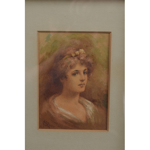 38 - HARRY GEORGE THEAKER (1873 -1954) Portrait of a woman, watercolour, signed, 6.5