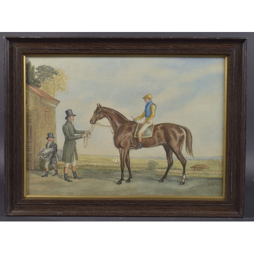 58 - 19TH CENTURY ENGLISH SCHOOL Racehorse and jockey scenes, pair of watercolours 12