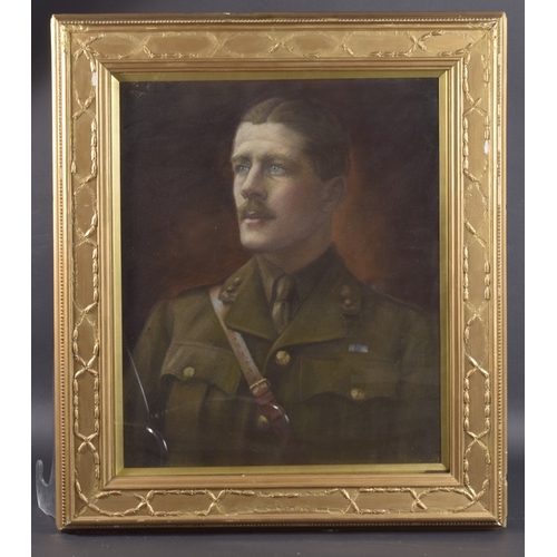 59 - EARLY 20TH CENTURY BRITISH SCHOOL portrait of a British army officer, oil pastel, framed and glazed,... 