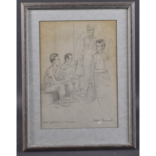 60 - JULIET PANNETT (1911-2005) 'Pearl Pedlars in Manila' pencil drawing, annotated and signed, 12.5