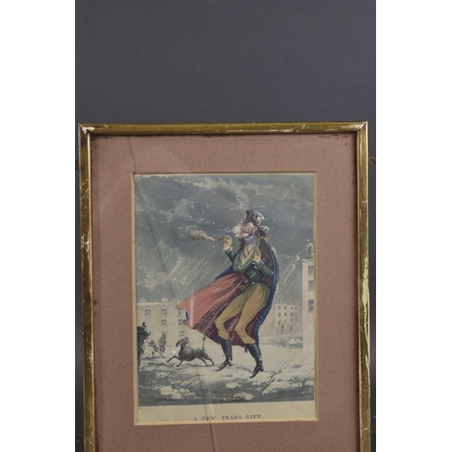 8 - E.W (19TH CENTURY) 'A New Year's Gift', 19th century hand colour aquatint caricature of a gentleman ... 