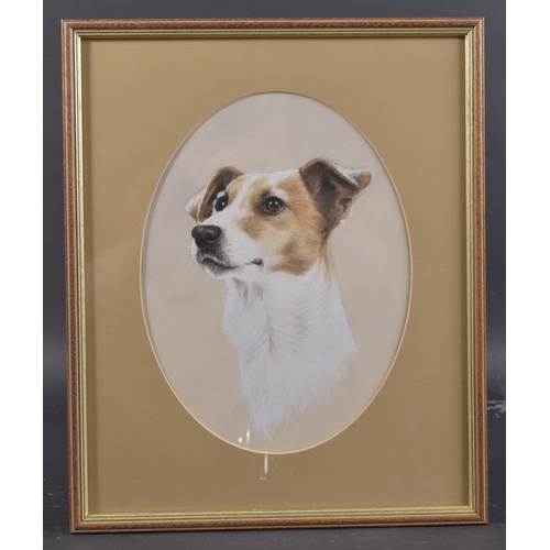 81 - ENGLISH SCHOOL (LATE 20TH CENTURY) Study of a Jack Russell terrier, watercolour and gouache, oval mo... 