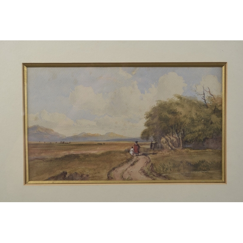 84 - FOLLOWER OF DAVID COX Woman and child on a track, watercolour, 6