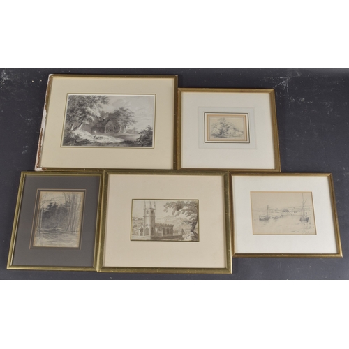 85 - ENGLISH SCHOOL (19TH CENTURY) A group of five 19th century drawings of country scenes and views, by ... 