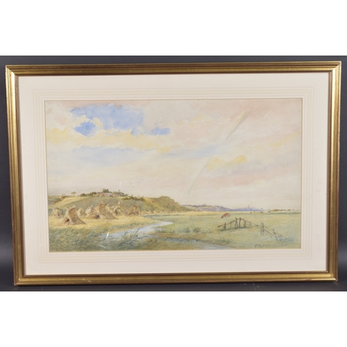 87 - CHARLES EDWARD HOLLOWAY (1838-1837) 'Rye from Winchelsea' watercolour, signed and dated 1880, 16