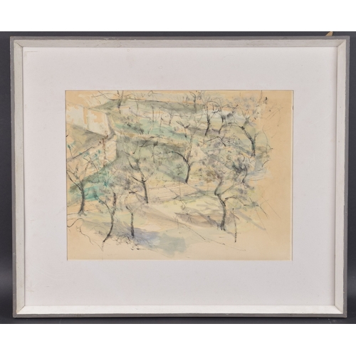 88 - FRANCIS KELLY (20TH CENTURY) 'Terrano' watercolour, gallery label verso, 14.5