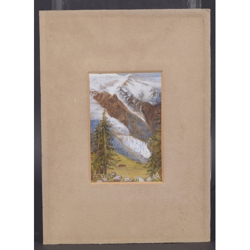 97 - CONTINENTAL SCHOOL (19TH CENTURY) Alpine scene, watercolour and gouache, indistinctly inscribed vers... 