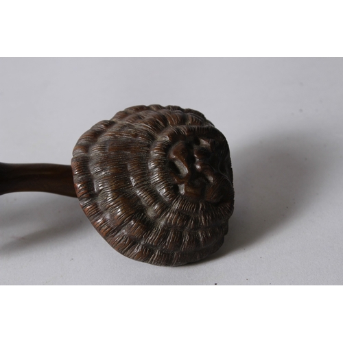 155 - A CHINESE CARVED WOOD RUYUI SCEPTRE, of naturalistic form. 33cms long.