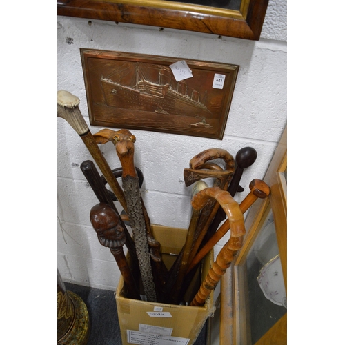 A collection of walking sticks.