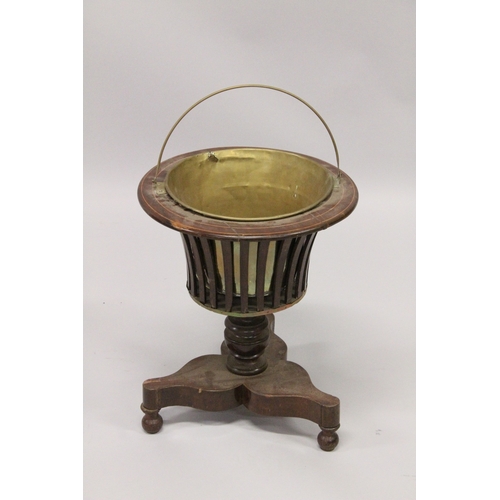 33 - A DUTCH MAHOGANY CIRCULAR BUCKET with brass liner.