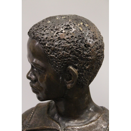 58 - A GOOD LIFE SIZE BRONZE BLACKAMOOR carrying a tray. 5ft 6ins high.