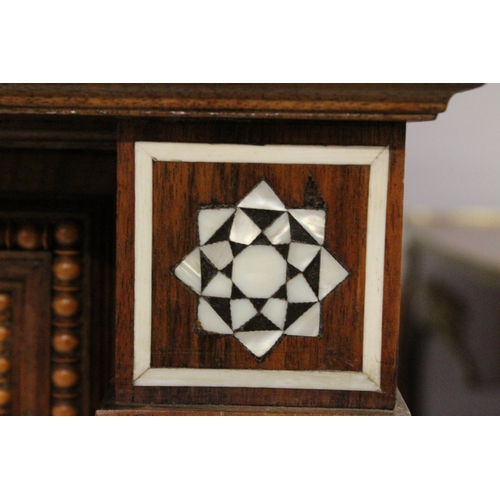 59 - AN IMPRESSIVE ITALIAN OR EGYPTIAN MOTHER-OF-PEARL INLAID HARDWOOD ORIENTAL CUPBOARD in the style of ... 