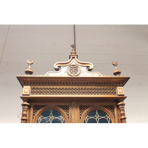 59 - AN IMPRESSIVE ITALIAN OR EGYPTIAN MOTHER-OF-PEARL INLAID HARDWOOD ORIENTAL CUPBOARD in the style of ... 