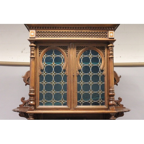 59 - AN IMPRESSIVE ITALIAN OR EGYPTIAN MOTHER-OF-PEARL INLAID HARDWOOD ORIENTAL CUPBOARD in the style of ... 