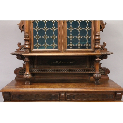 59 - AN IMPRESSIVE ITALIAN OR EGYPTIAN MOTHER-OF-PEARL INLAID HARDWOOD ORIENTAL CUPBOARD in the style of ... 