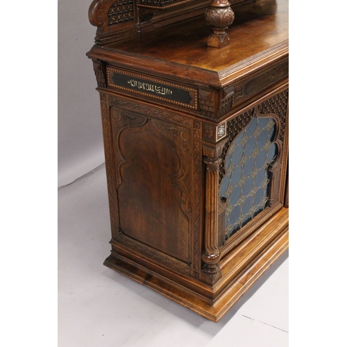 59 - AN IMPRESSIVE ITALIAN OR EGYPTIAN MOTHER-OF-PEARL INLAID HARDWOOD ORIENTAL CUPBOARD in the style of ... 