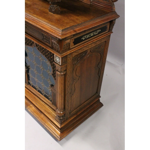 59 - AN IMPRESSIVE ITALIAN OR EGYPTIAN MOTHER-OF-PEARL INLAID HARDWOOD ORIENTAL CUPBOARD in the style of ... 